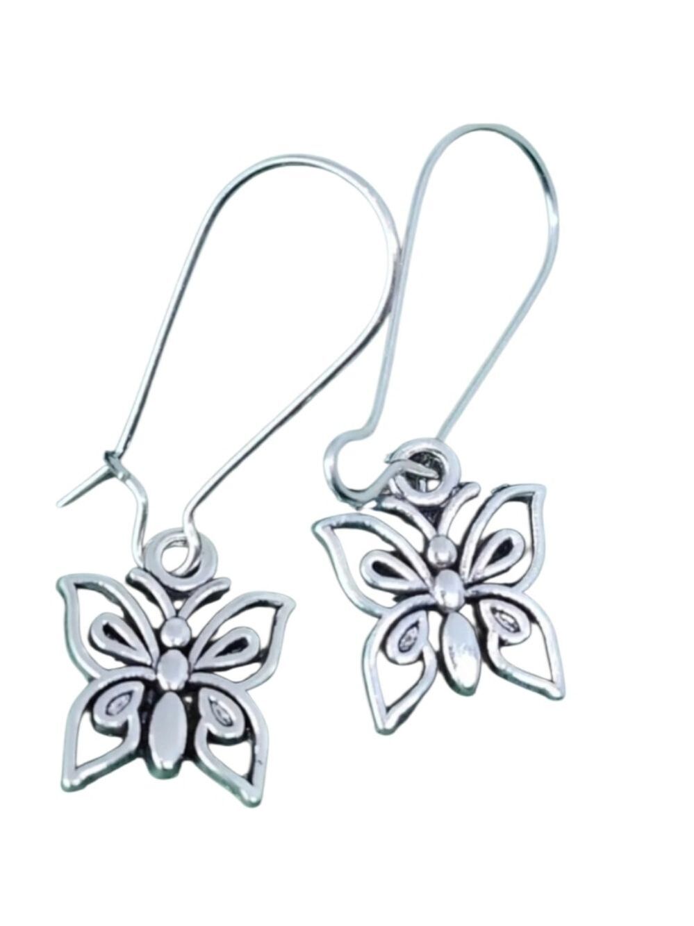 Silvertone Butterfly Earrings
